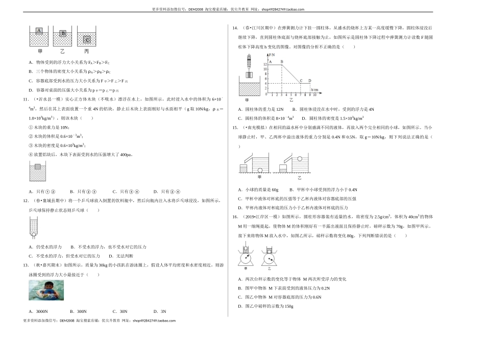 第十章《浮力》单元测试卷（考试版）.docx_第2页
