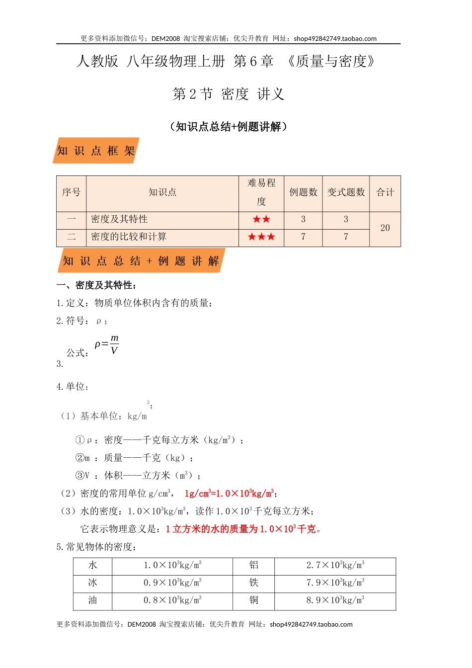6.2 密度（知识点+例题）（解析版）.docx_第1页