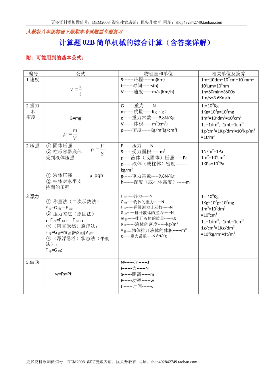 计算题02B简单机械的综合计算（含答案详解）.docx_第1页