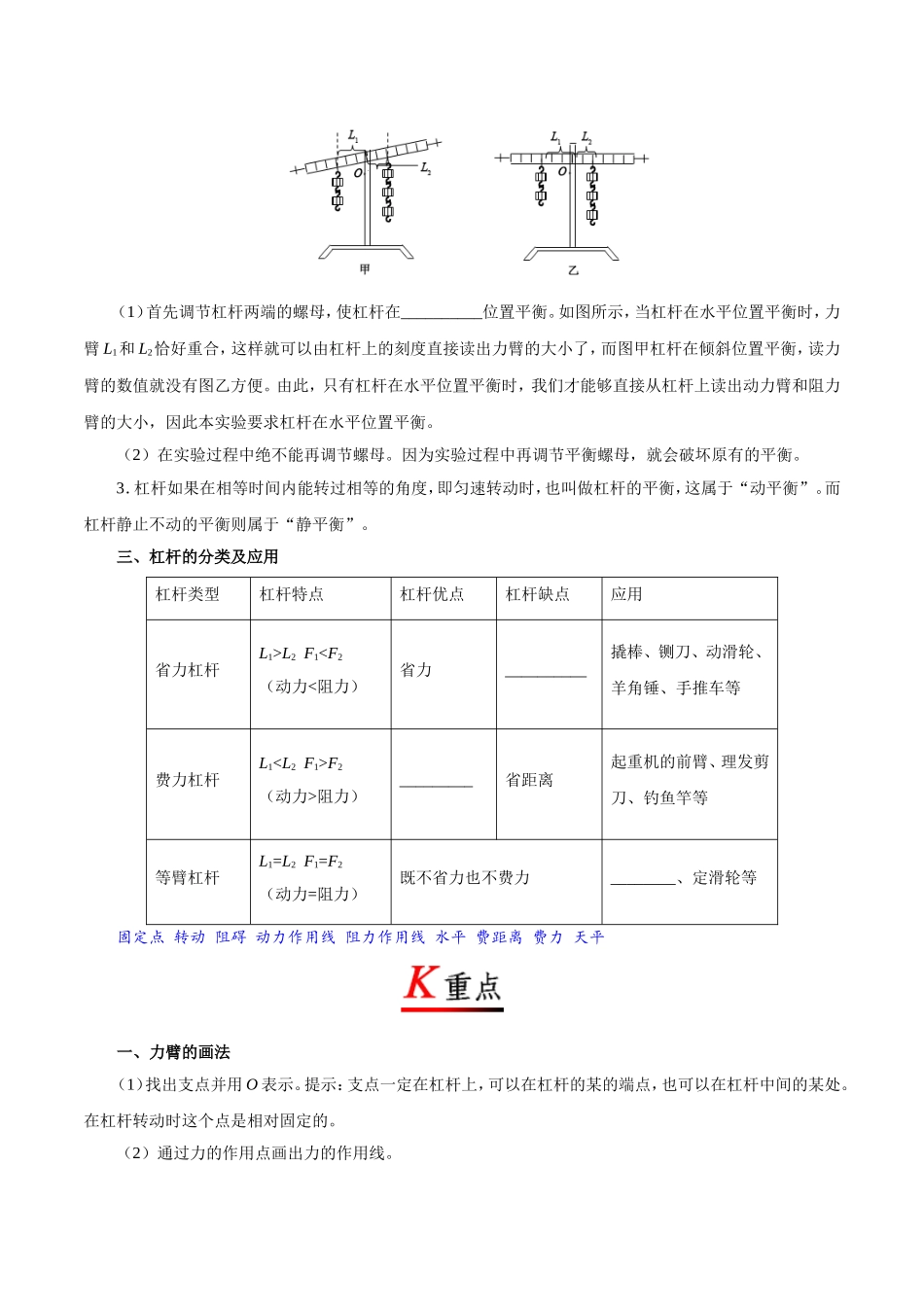 专题12.1 杠杆--八年级物理人教版（下册）.doc_第2页