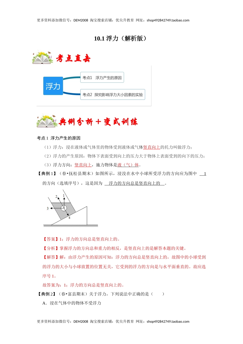 10.1 浮力（解析版）.docx_第1页