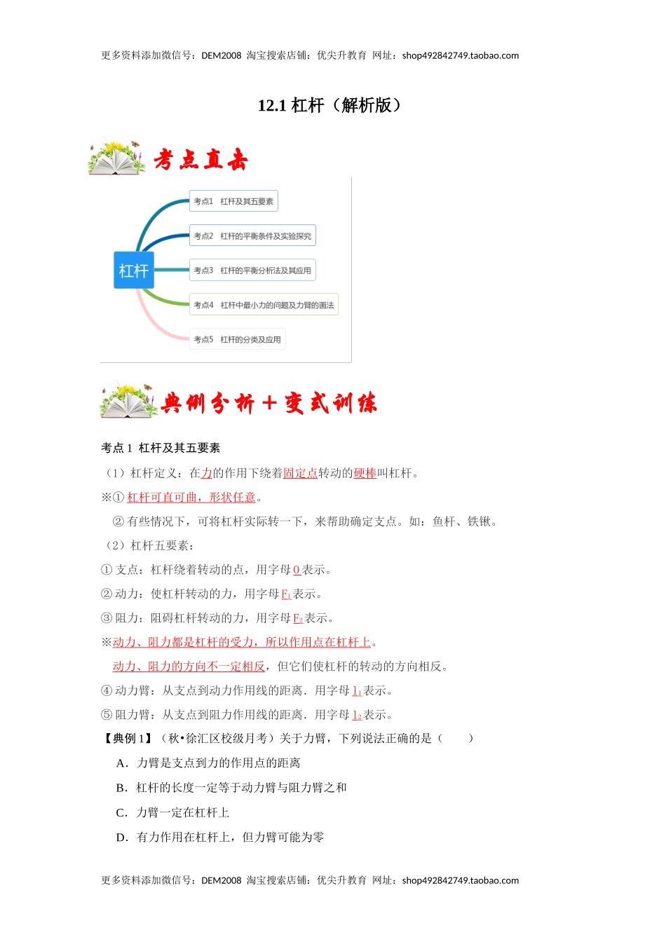 12.1 杠杆（解析版）.docx_第1页