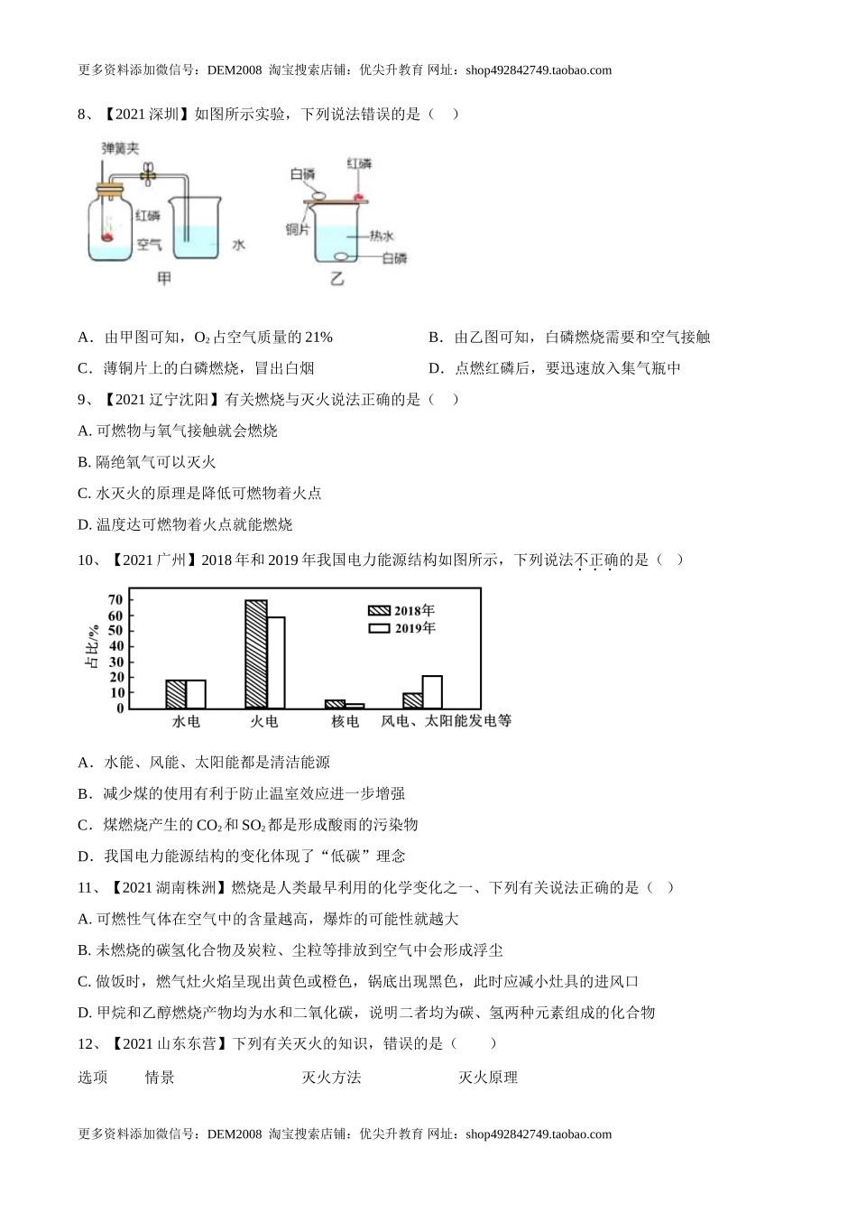 第七单元 燃料及其利用单元测试卷（B卷·提升能力）（人教版）（原卷版）.doc_第2页