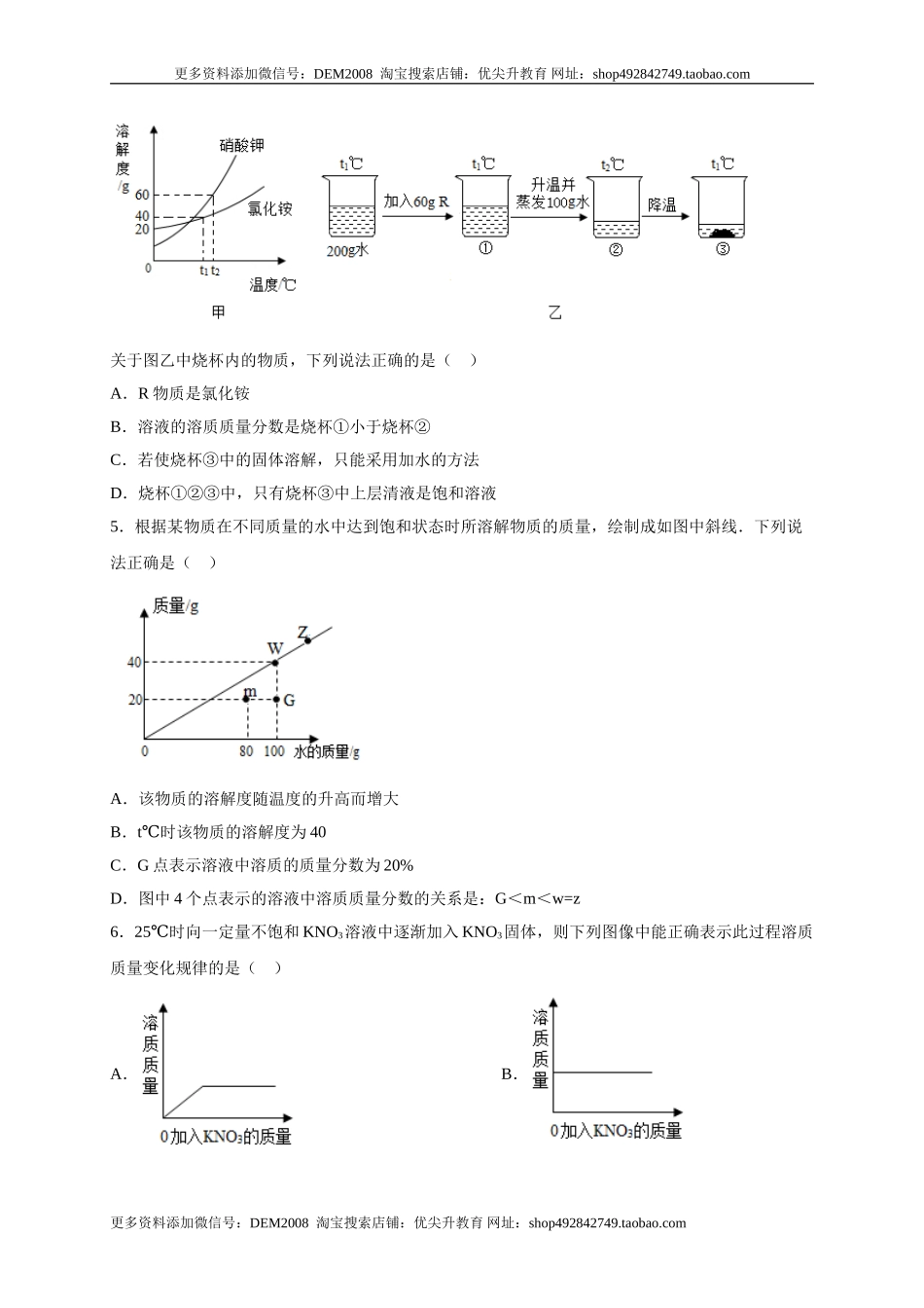 第九单元 溶液（选拔卷）（人教版）（原卷版）.doc_第2页