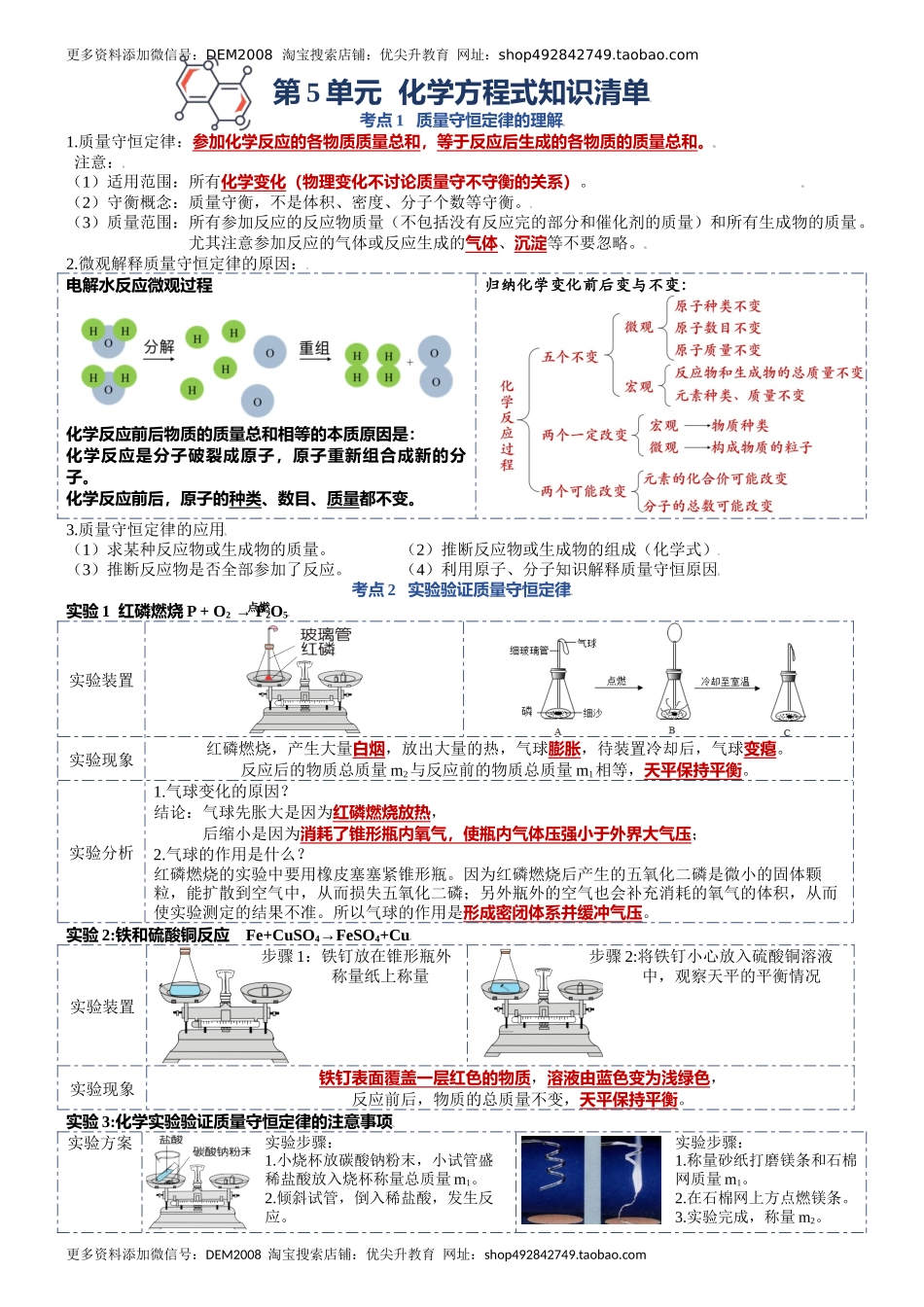 第五单元质量守恒定律-九年级化学上册单元复习知识清单.docx_第1页