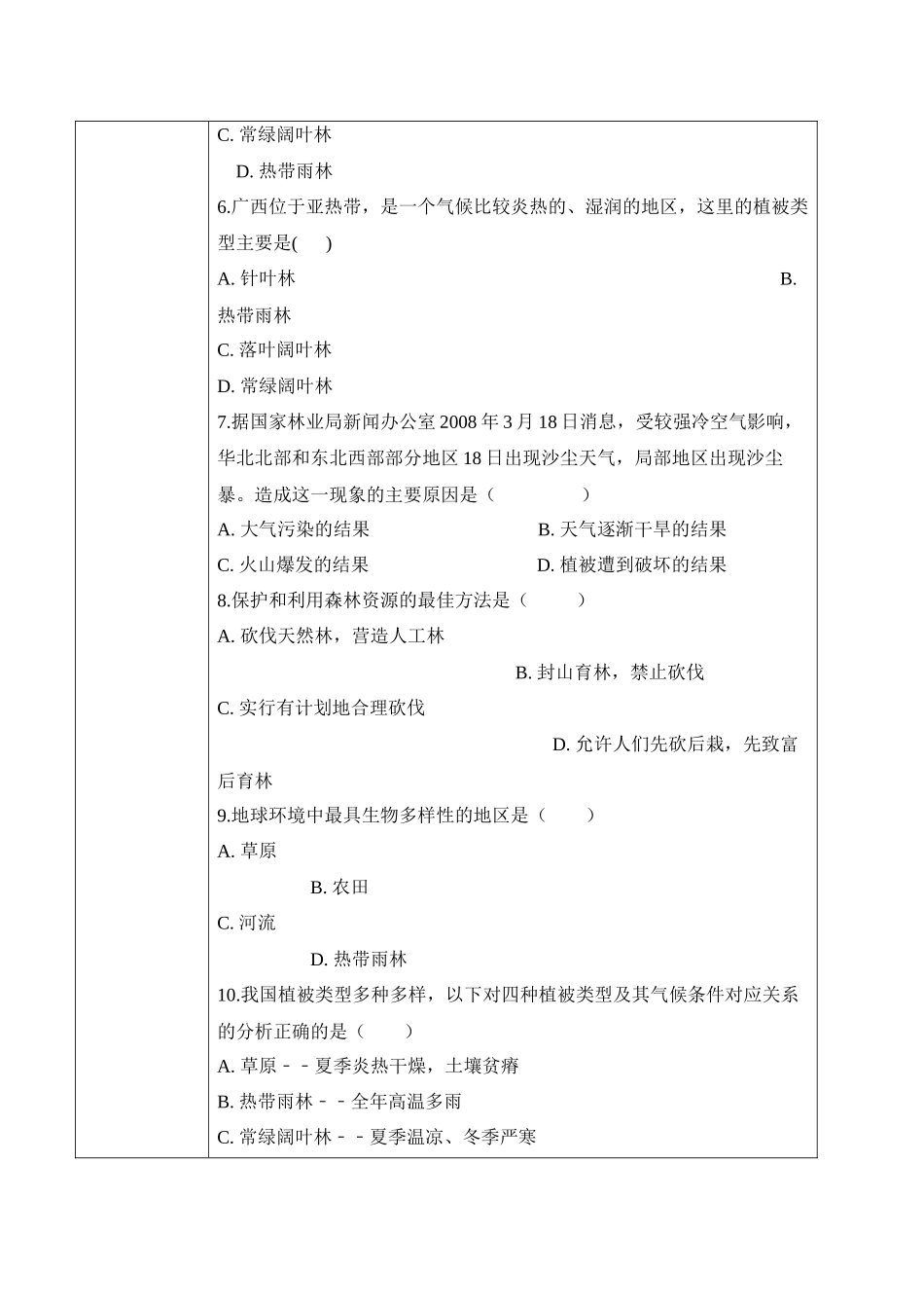 3.6 爱护植被绿化祖国（学案）-2022-2023学年七年级生物上册同步优质备课资源（人教版）.docx_第3页