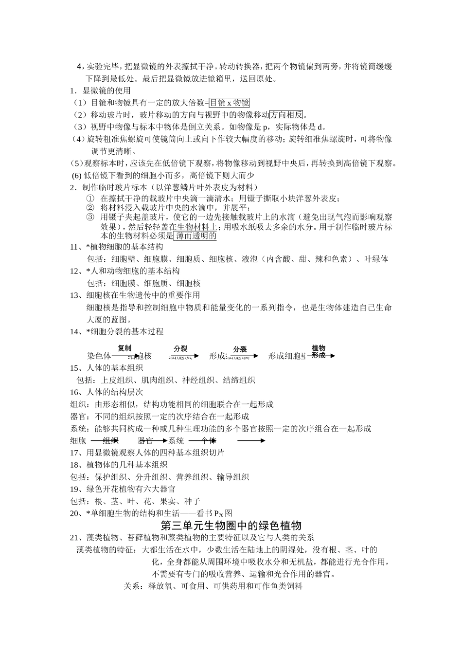 七年级生物上册复习资料.doc_第2页