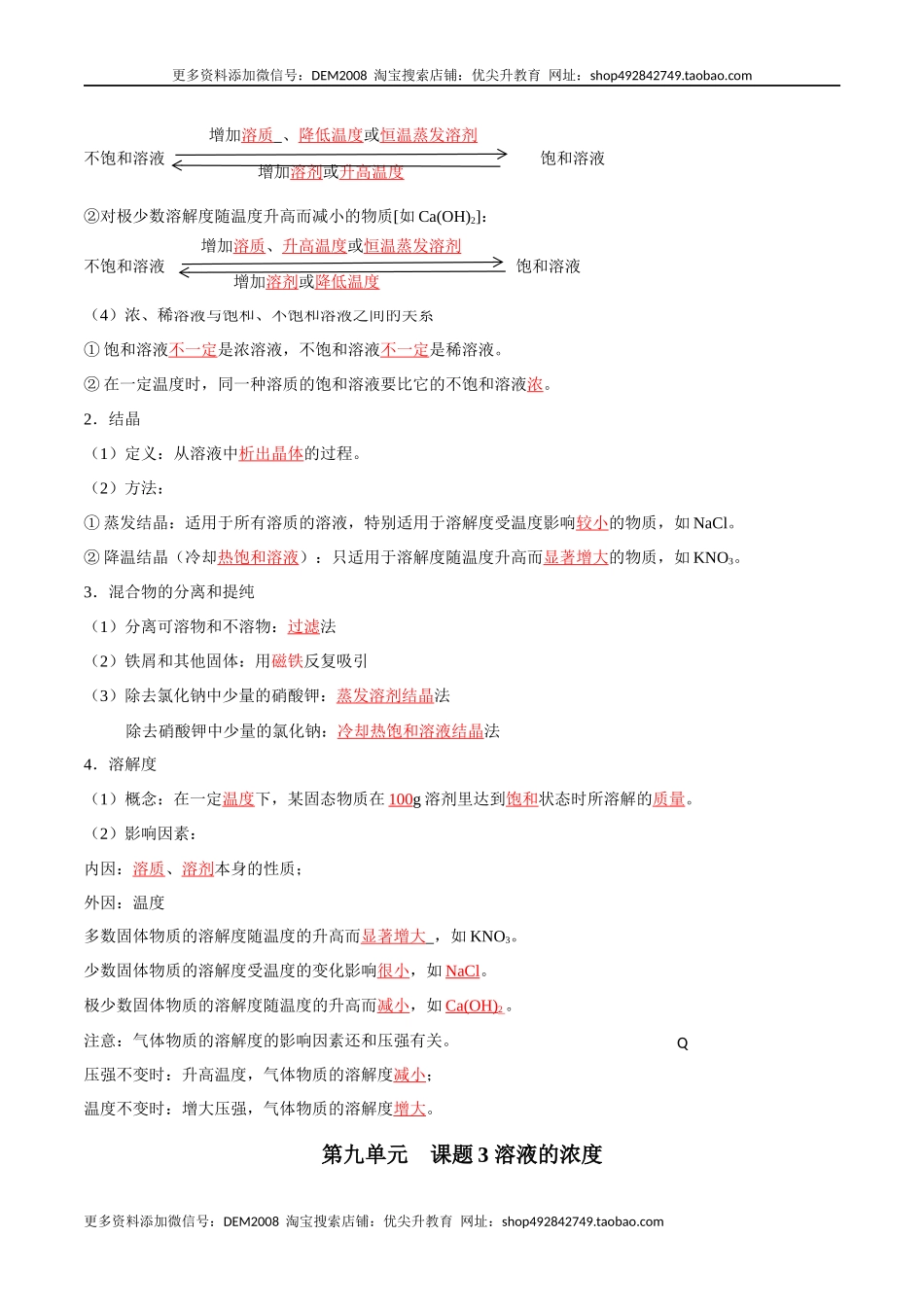 第九单元 溶液（人教版）（记忆版）.docx_第2页