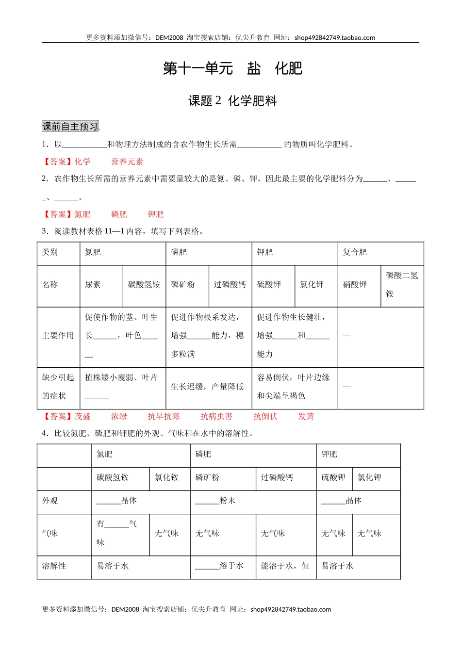 11.2 化学肥料（人教版）（解析版）.docx_第1页