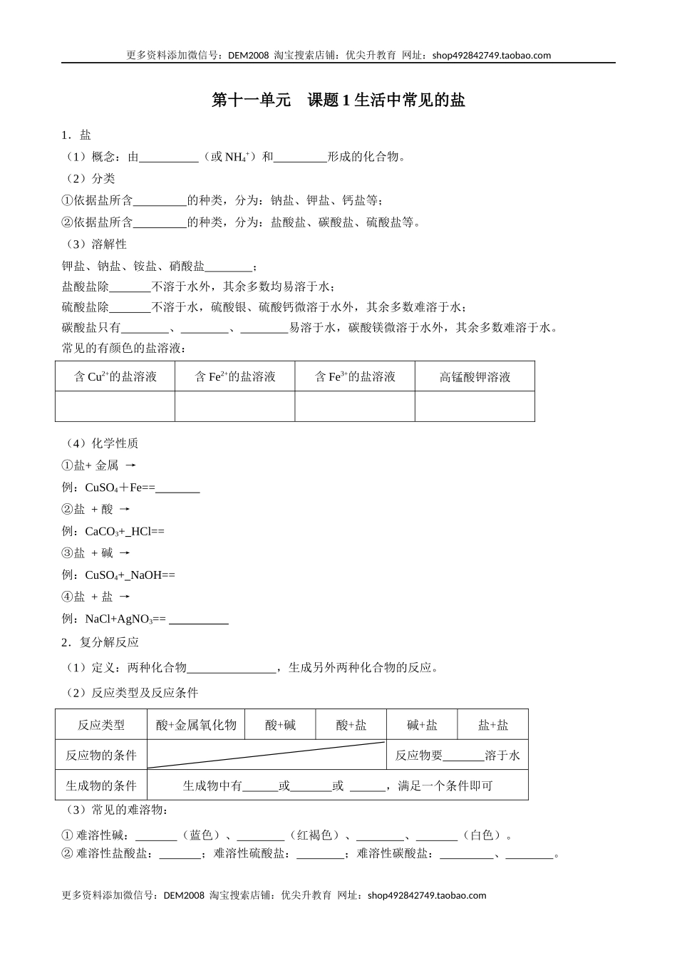 第十一单元 盐 化肥（人教版）（测试版）.docx_第1页