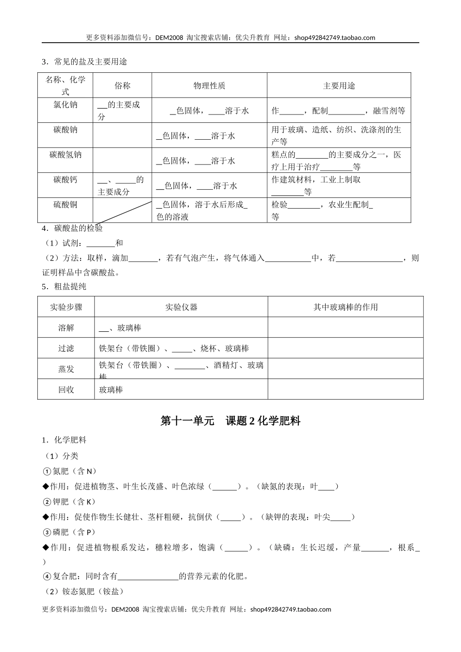 第十一单元 盐 化肥（人教版）（测试版）.docx_第2页