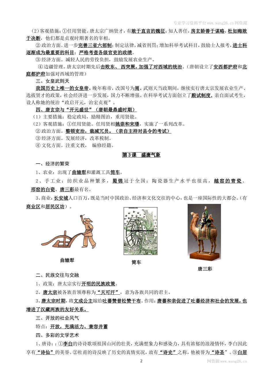 人教部编版历史七年级下册-复习提纲.doc_第2页