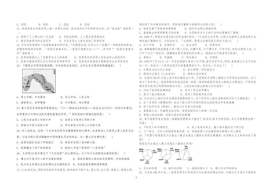 02. 人教部编版九年级上册历史综合试卷.doc_第2页