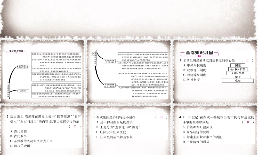 第3单元封建时代的欧洲总结提升作业课件.ppt