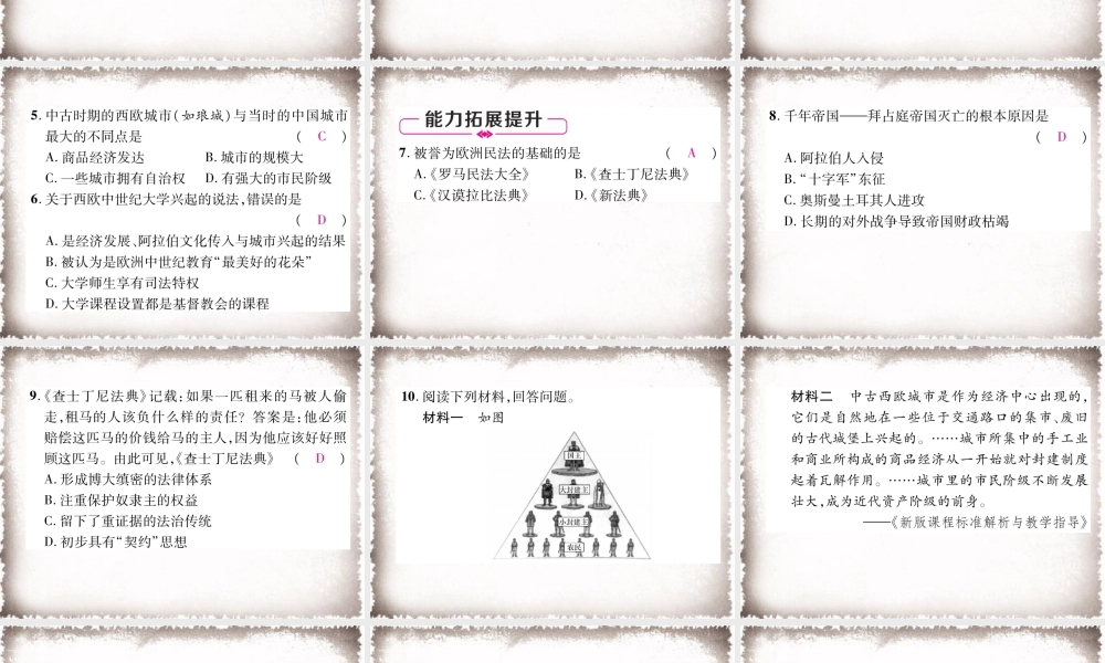 第3单元封建时代的欧洲总结提升作业课件.ppt