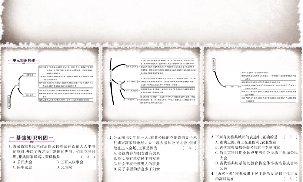 第2单元古代欧洲文明总结提升作业课件.ppt