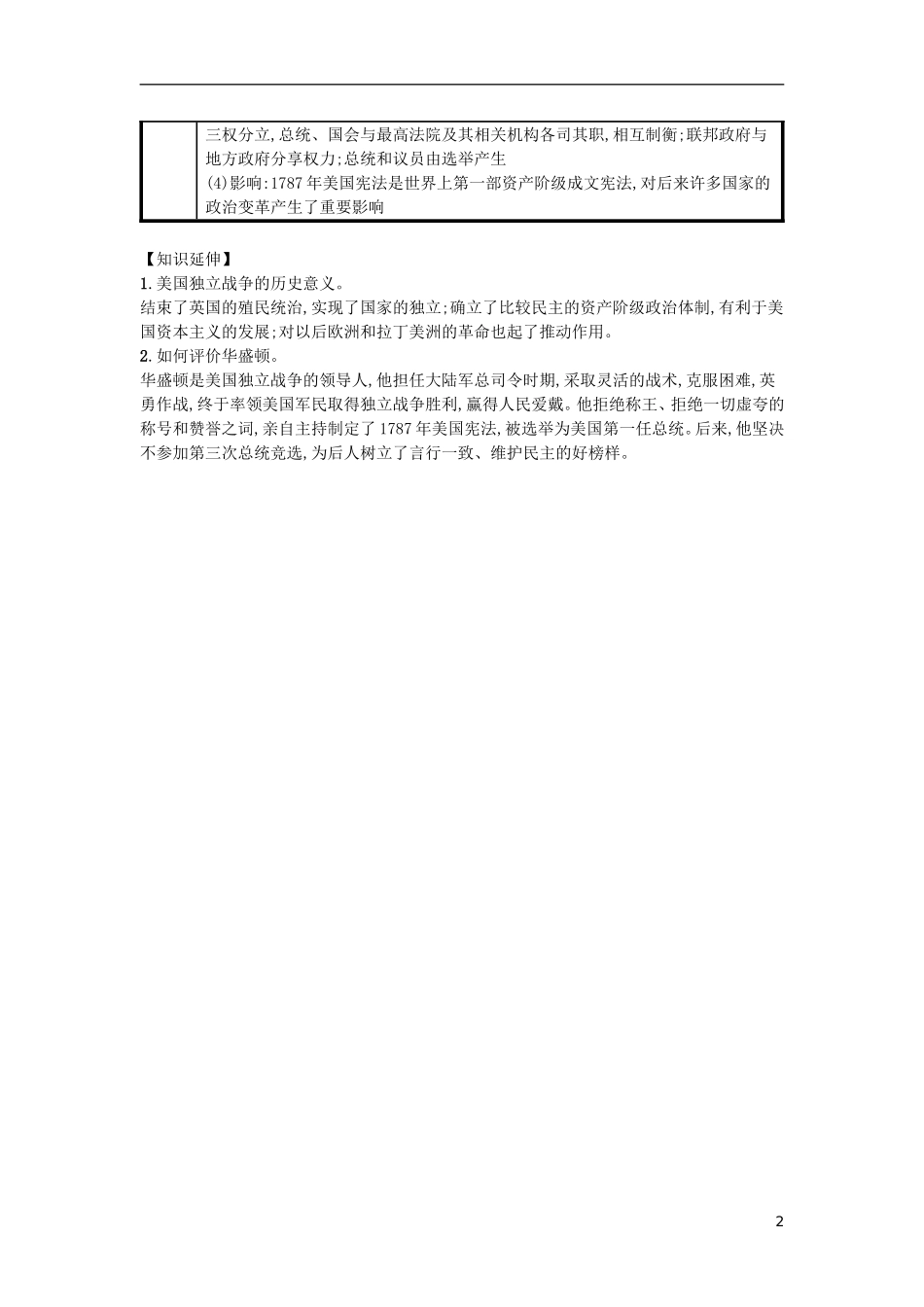 第18课美国的独立（速记宝典）知识点总结新人教版.doc_第2页