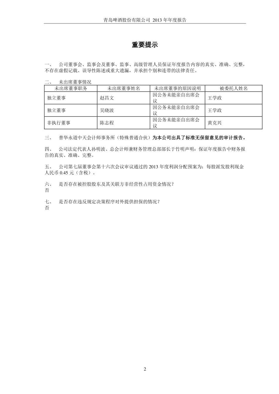 600600_2013_青岛啤酒_2013年年度报告_2014-03-25.pdf_第2页