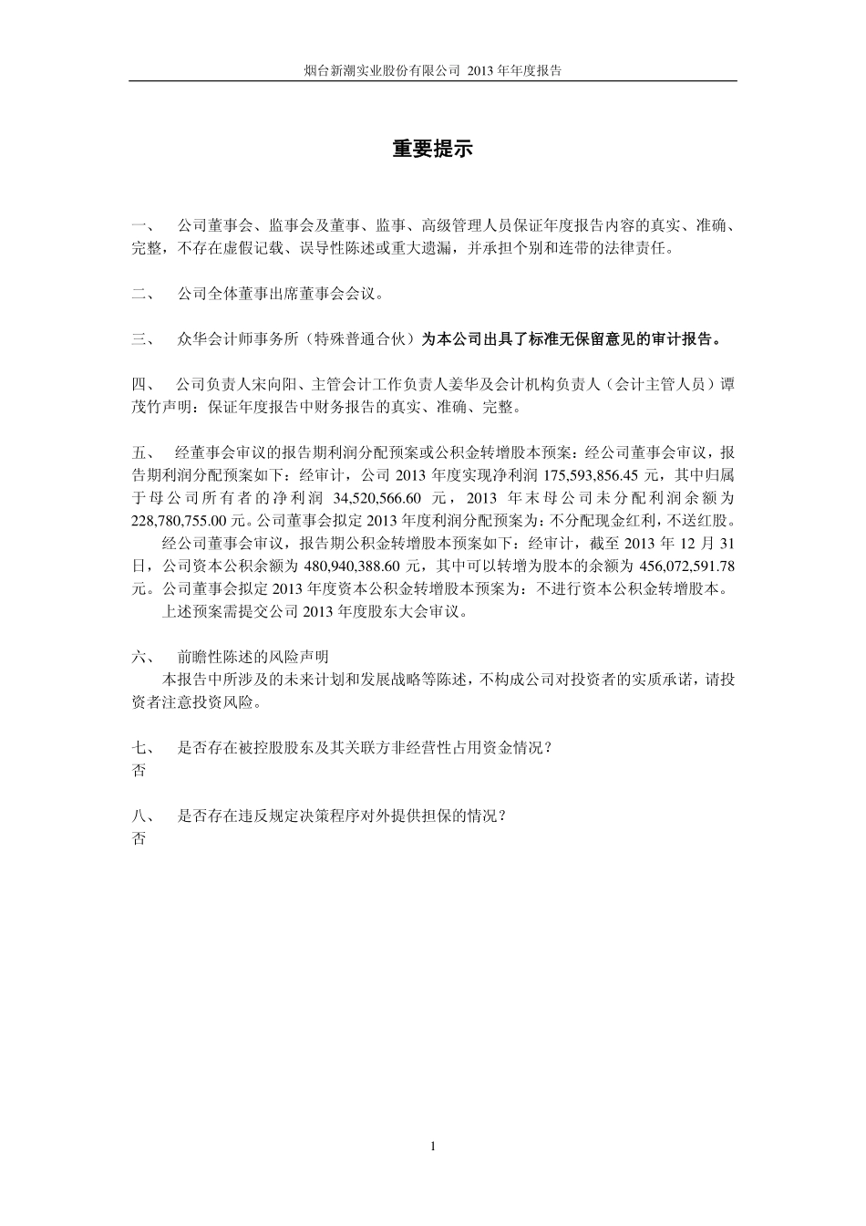 600777_2013_新潮实业_2013年年度报告（修订稿）_2014-05-08.pdf_第2页