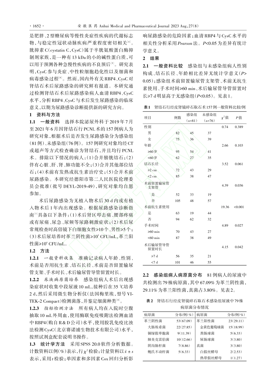 血清视黄醇结合蛋白4、胱抑...后尿路感染中表达及临床意义_王小波.pdf_第2页