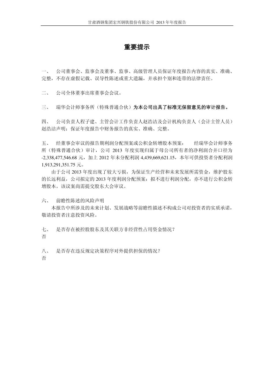 600307_2013_酒钢宏兴_2013年年度报告_2014-03-31.pdf_第2页