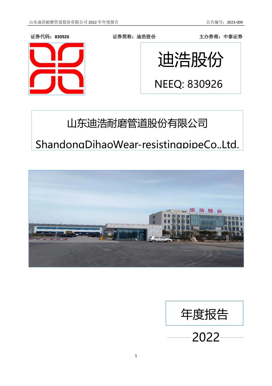 830926_2022_迪浩股份_2022年年度报告_2023-04-25.pdf_第1页