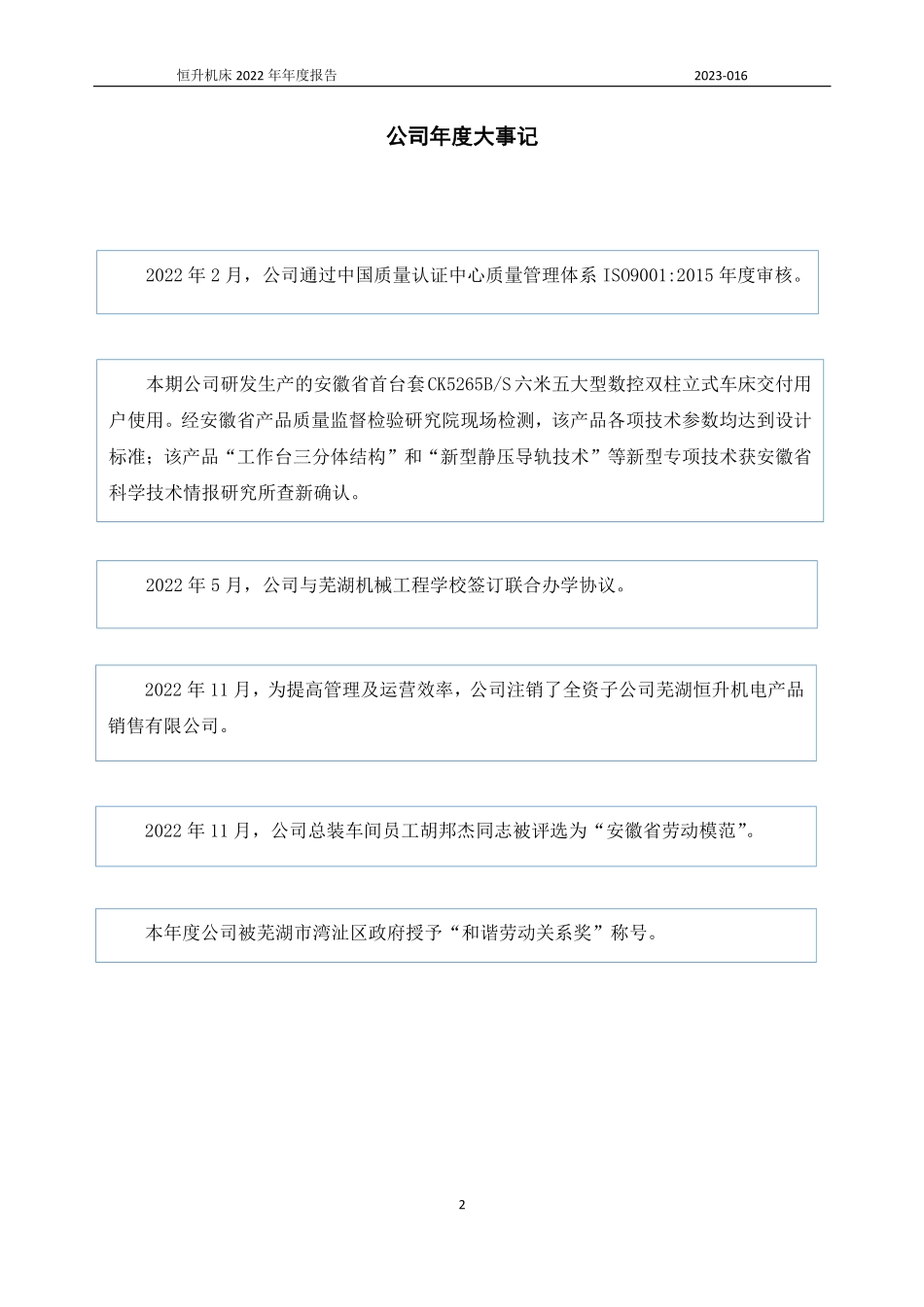 831690_2022_恒升机床_2022年年度报告_2023-04-24.pdf_第2页