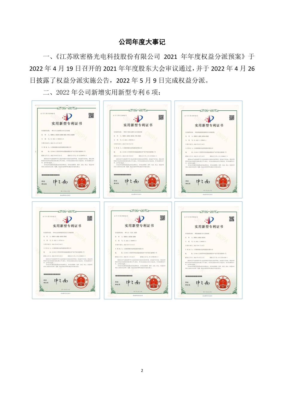 832059_2022_欧密格_2022年年度报告_2023-04-05.pdf_第2页