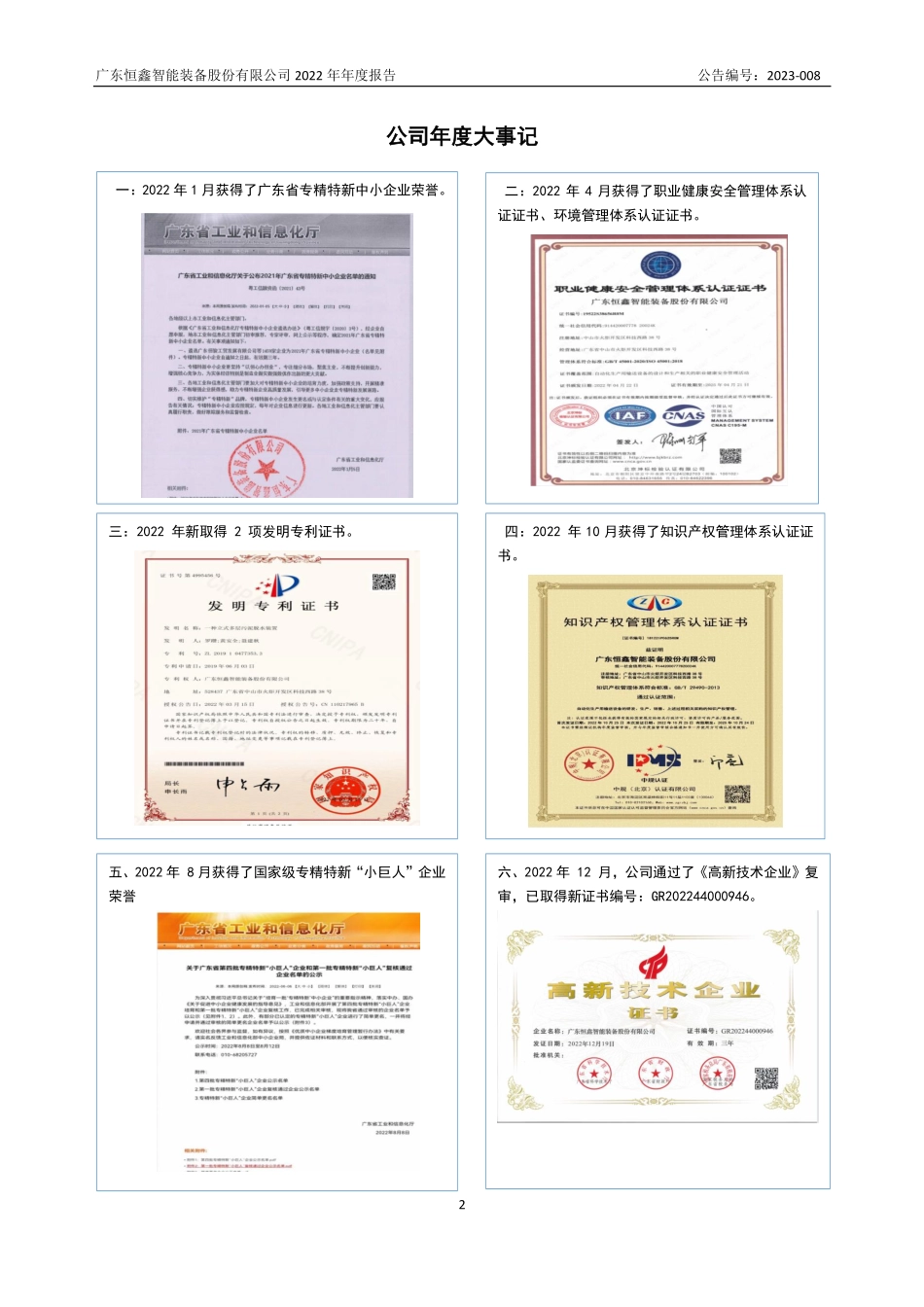 832239_2022_恒鑫智能_2022年年度报告_2023-04-18.pdf_第2页