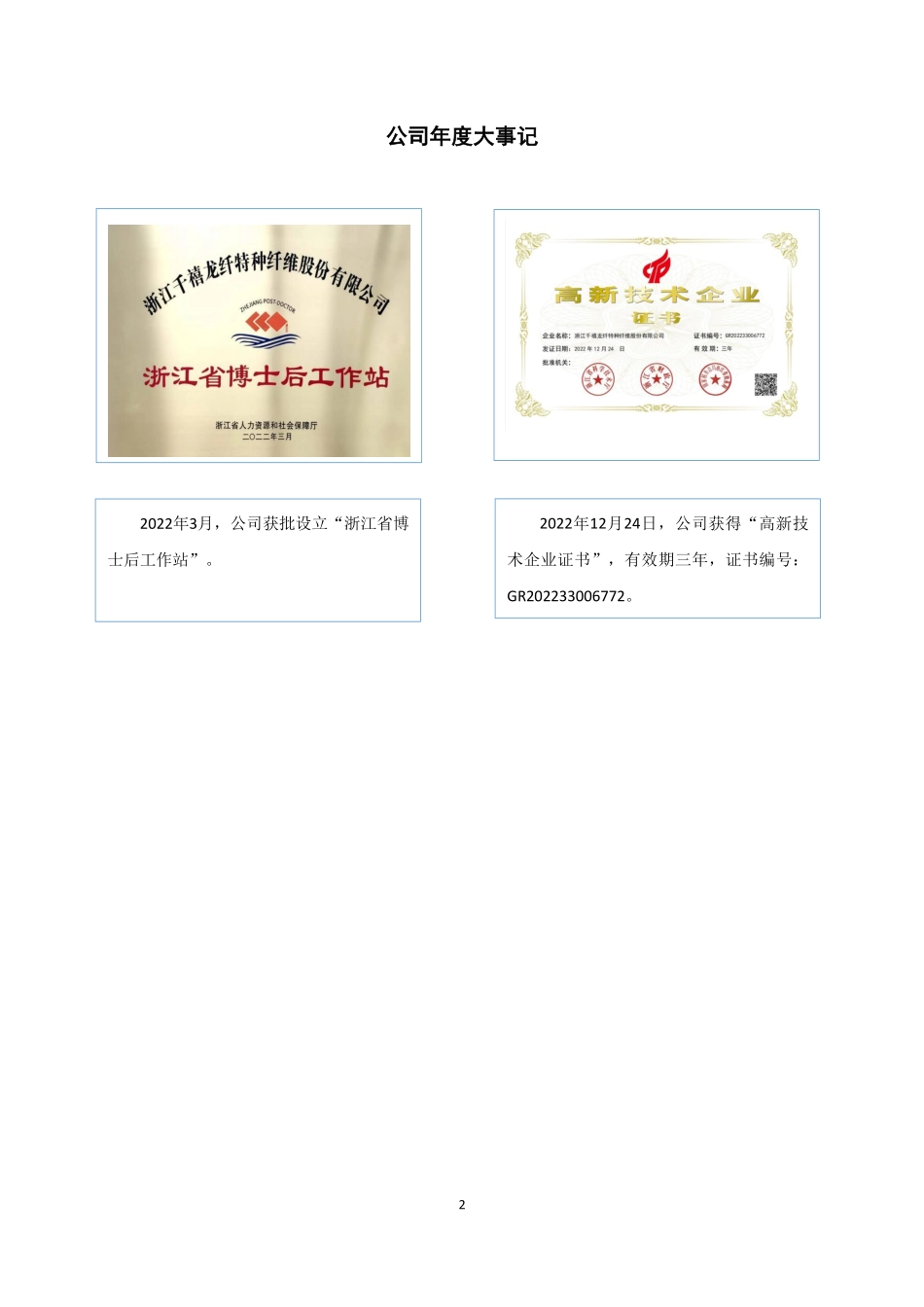 873811_2022_千禧龙纤_2022年年度报告_2023-04-25.pdf_第2页