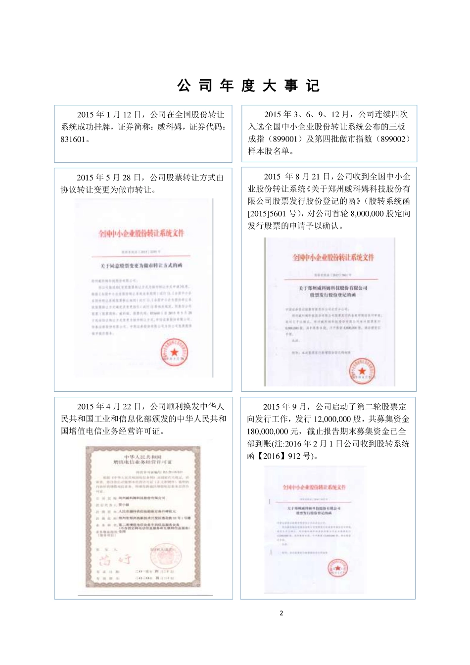 831601_2015_威科姆_郑州威科姆科技股份有限公司2015年年度报告_2016-03-06.pdf_第2页