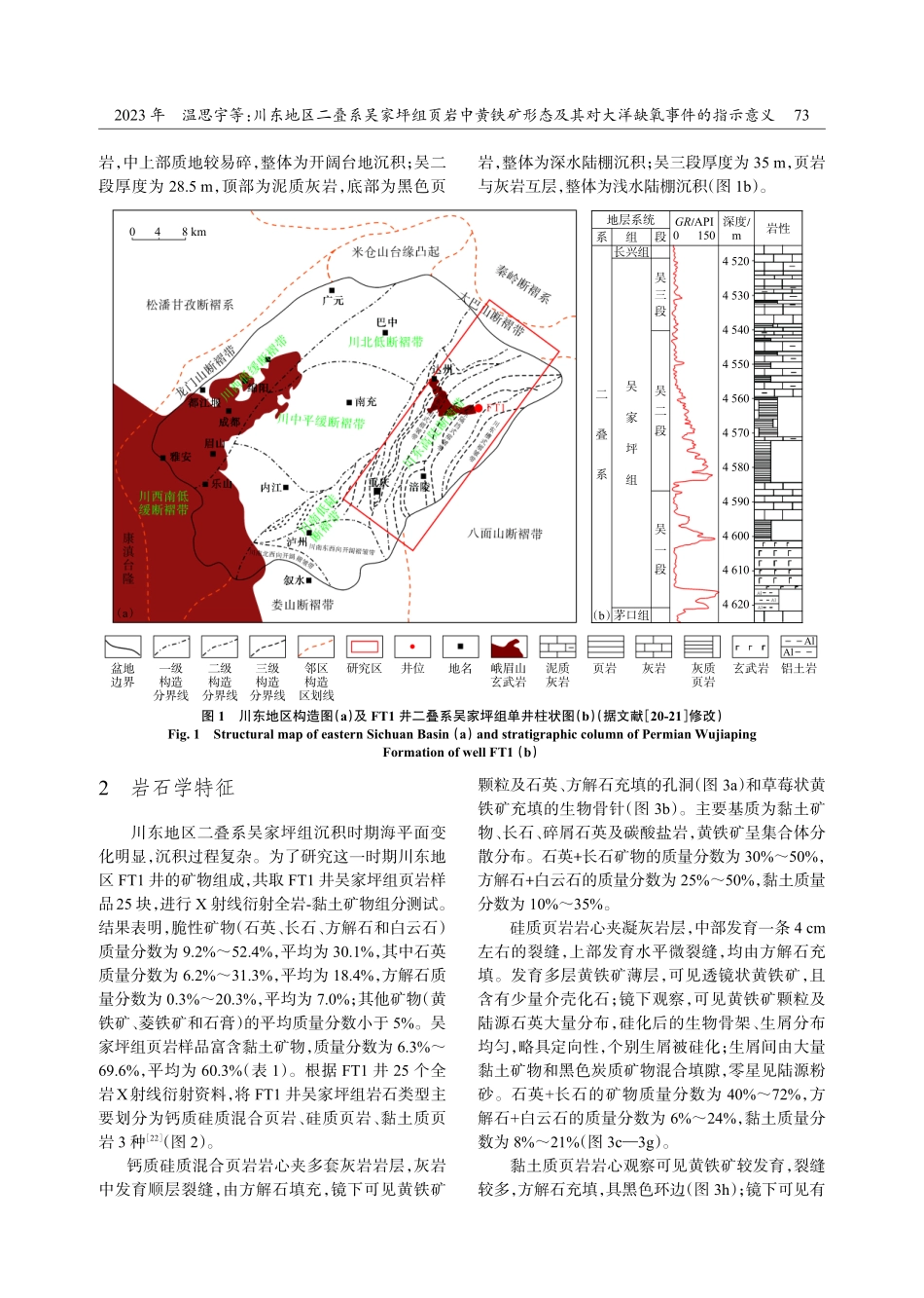 川东地区二叠系吴家坪组页岩中黄铁矿形态及其对大洋缺氧事件的指示意义.pdf_第3页