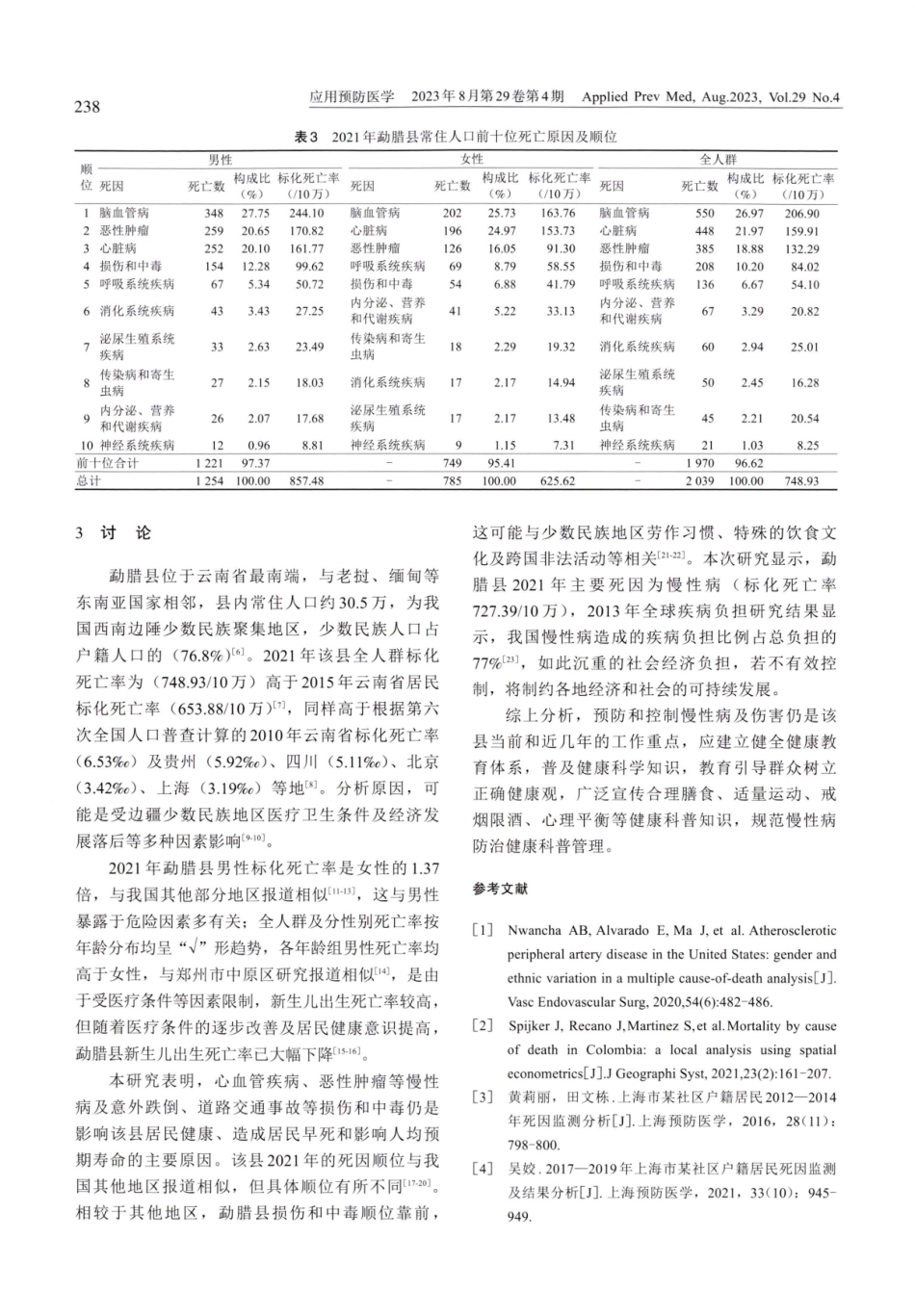 2021年云南省勐腊县常住人口死因监测结果分析.pdf_第3页