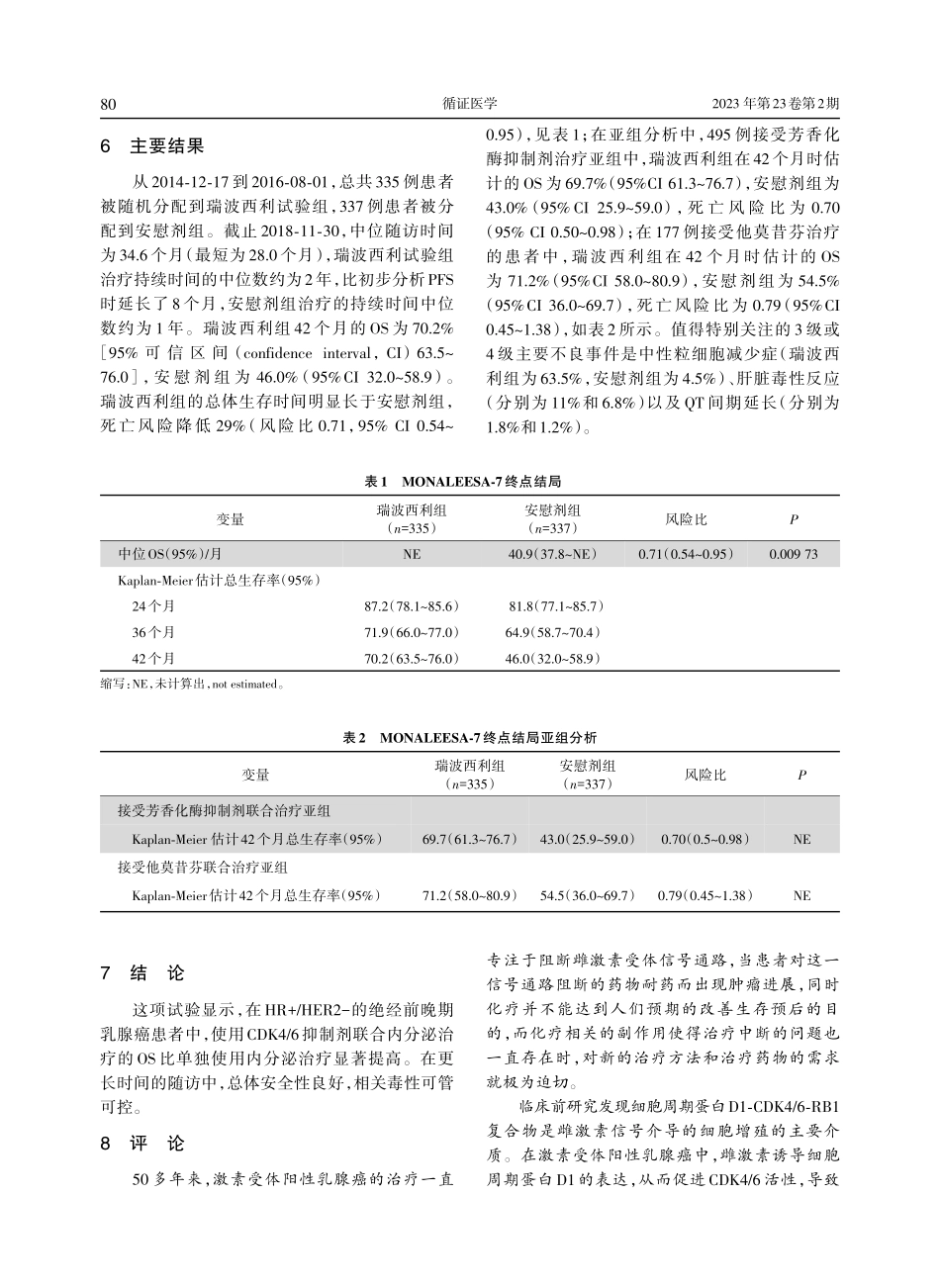 MONALEESA-7研究：瑞波西利联合内分泌治疗激素受体阳性绝经前晚期乳腺癌的疗效分析.pdf_第3页