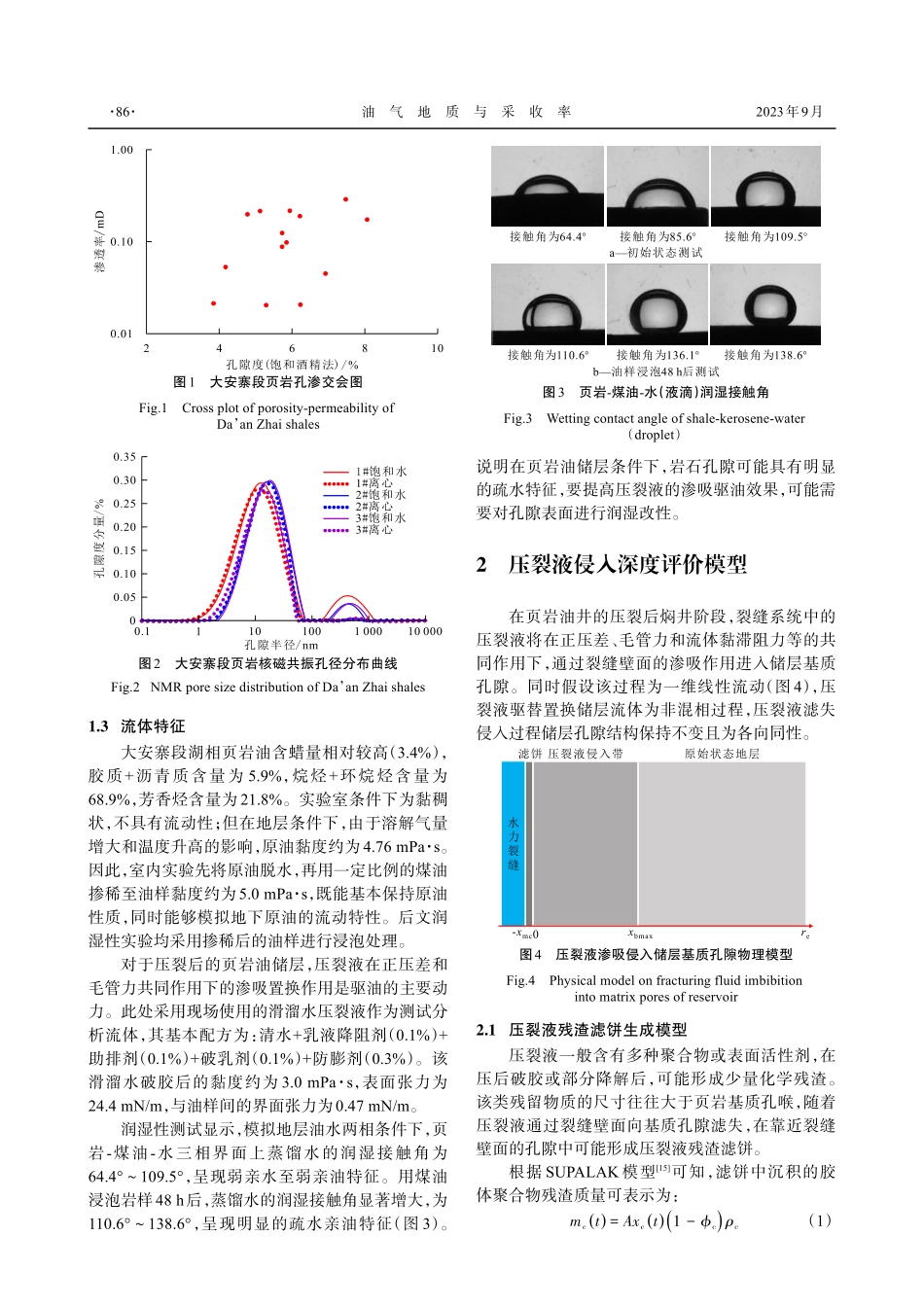 川中大安寨段页岩油储层基质孔隙压裂液渗吸驱油侵入深度研究.pdf_第3页