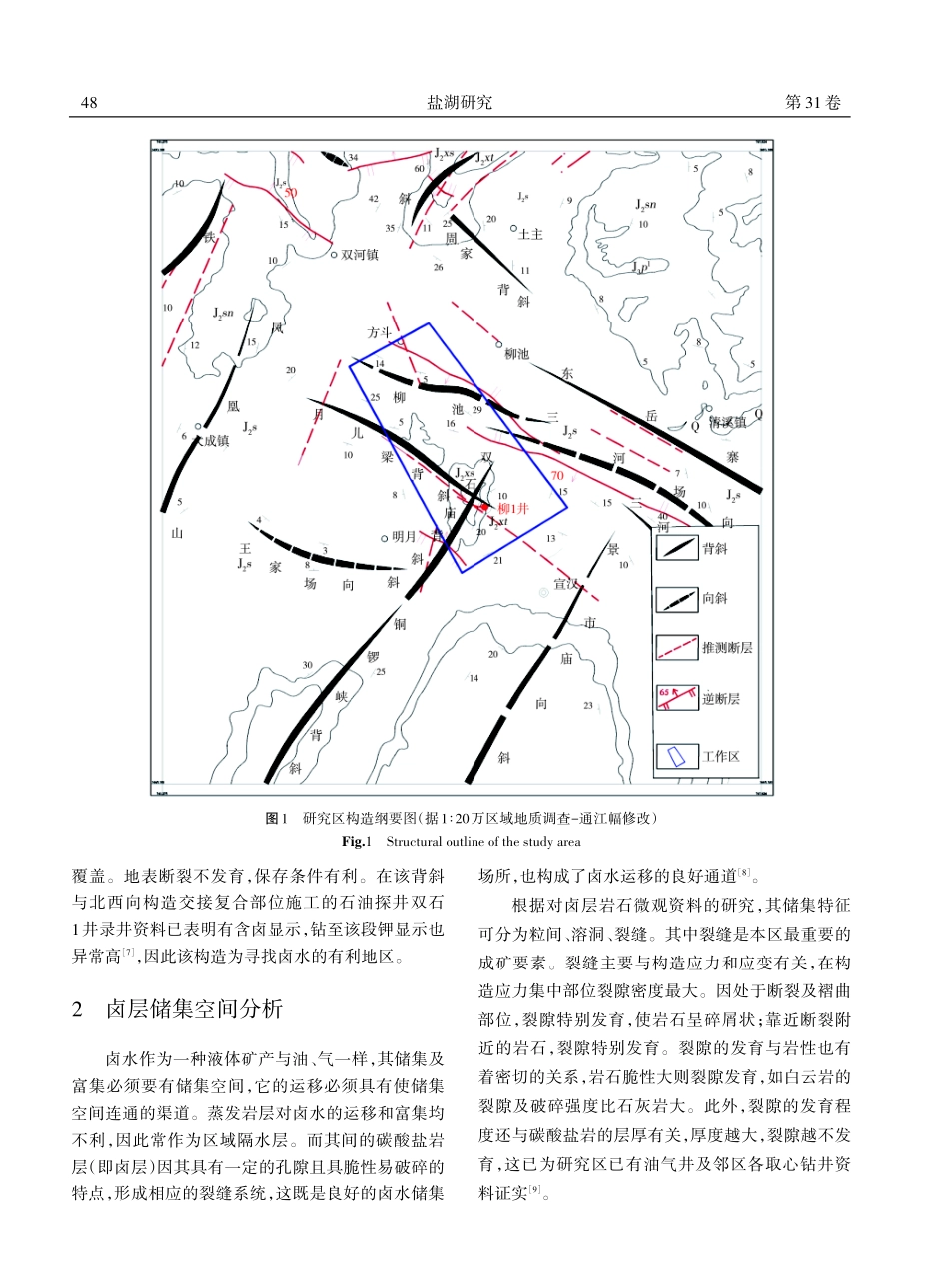 川东北宣汉地区双石庙背斜构造特征与卤水成矿潜力分析.pdf_第2页