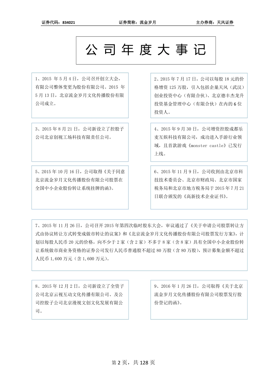 834021_2015_流金岁月_2015年年度报告_2016-03-07.pdf_第2页