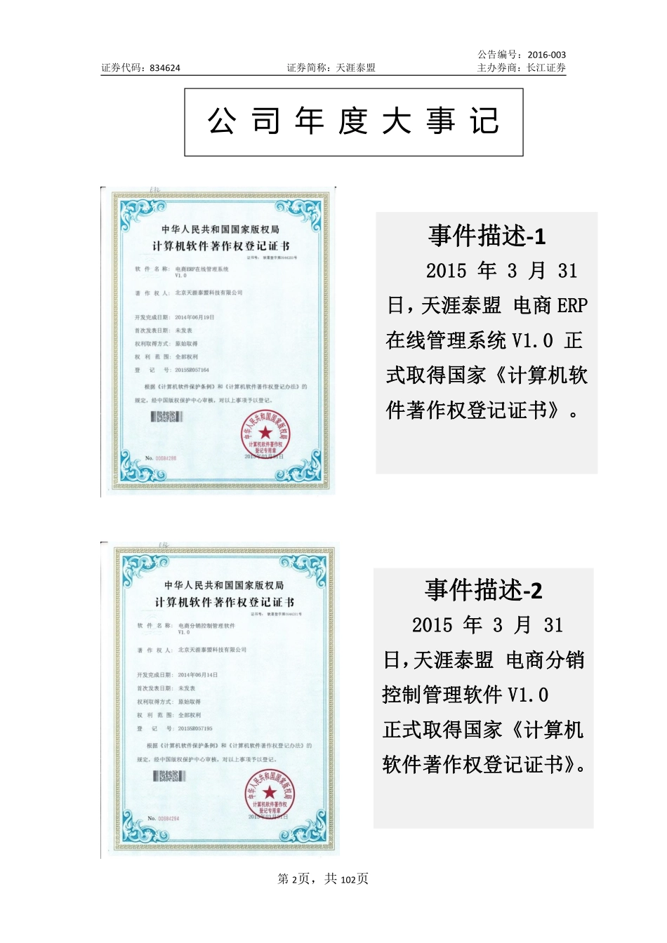 834624_2015_天涯泰盟_2015年年度报告_2016-04-07.pdf_第2页