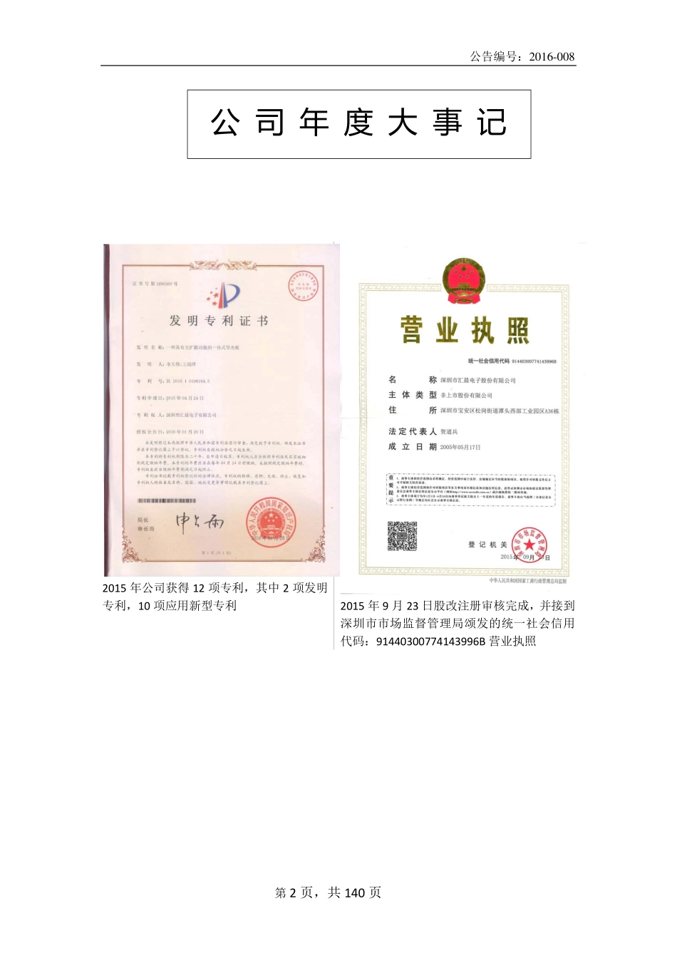 835845_2015_汇晨股份_深圳市汇晨电子股份有限公司2015年年度报告_2016-03-30.pdf_第2页