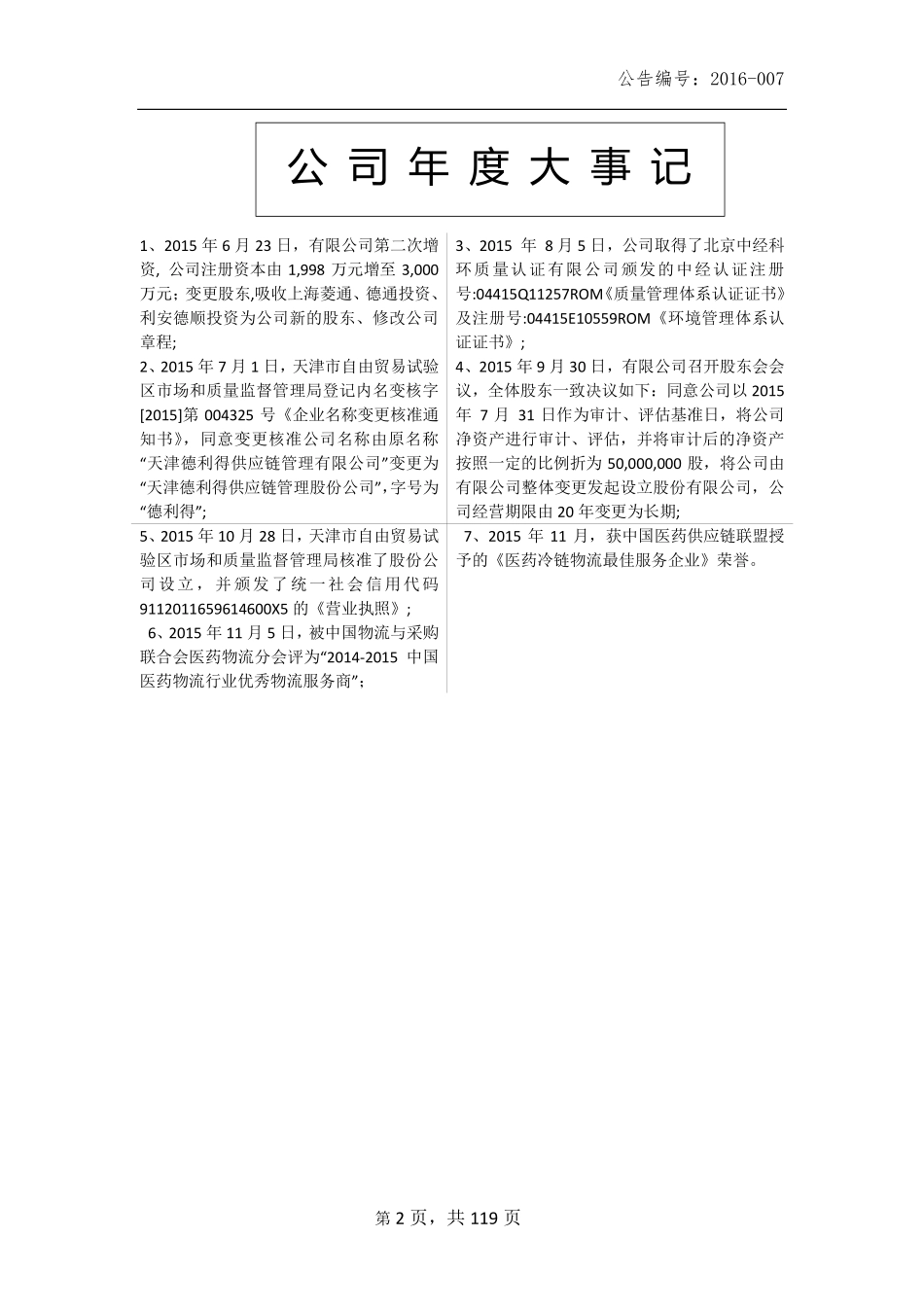 836589_2015_德利得_2015年年度报告公告_2016-04-26.pdf_第2页