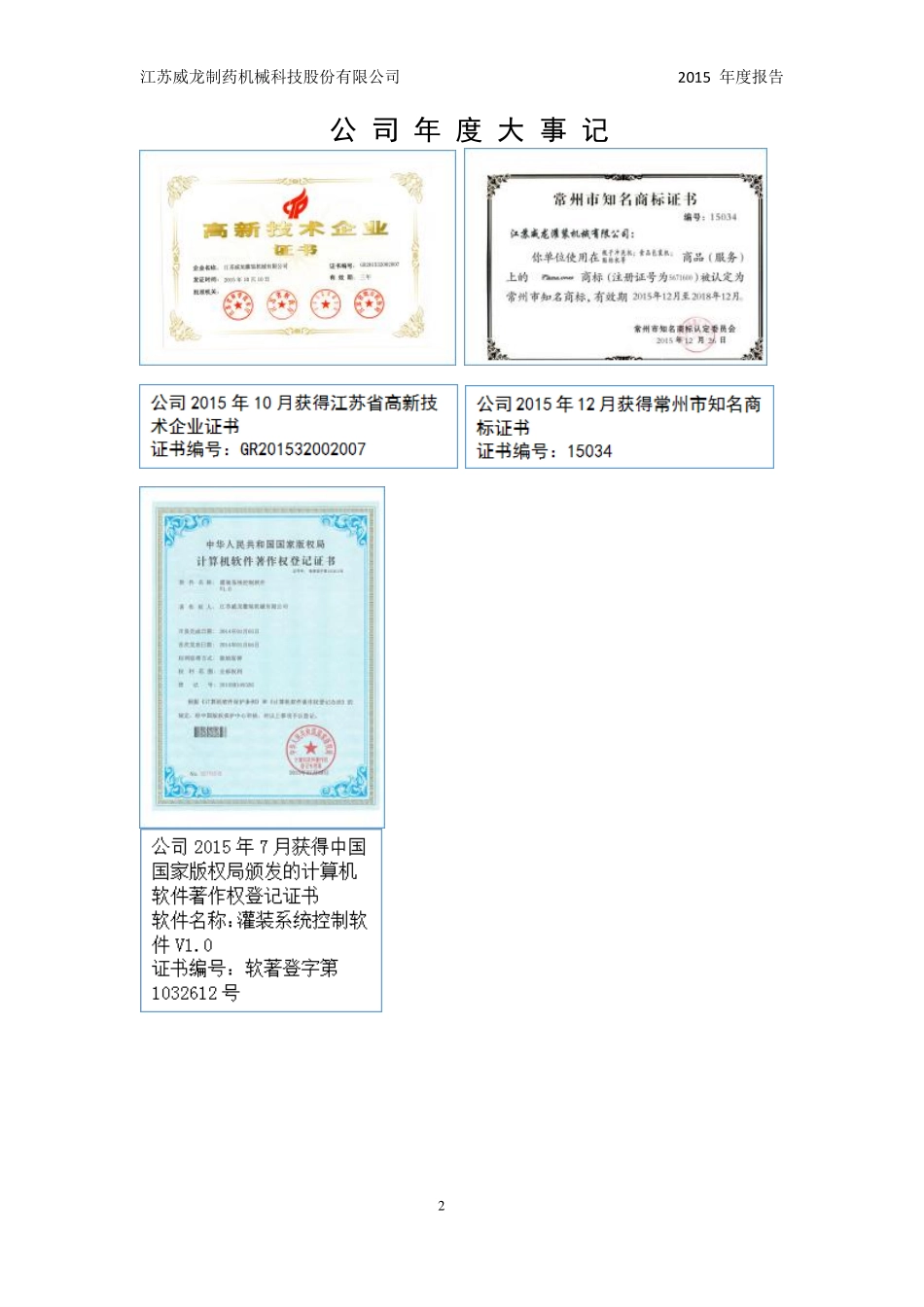 836556_2015_威龙科技_2015年年度报告_2016-04-14.pdf_第2页