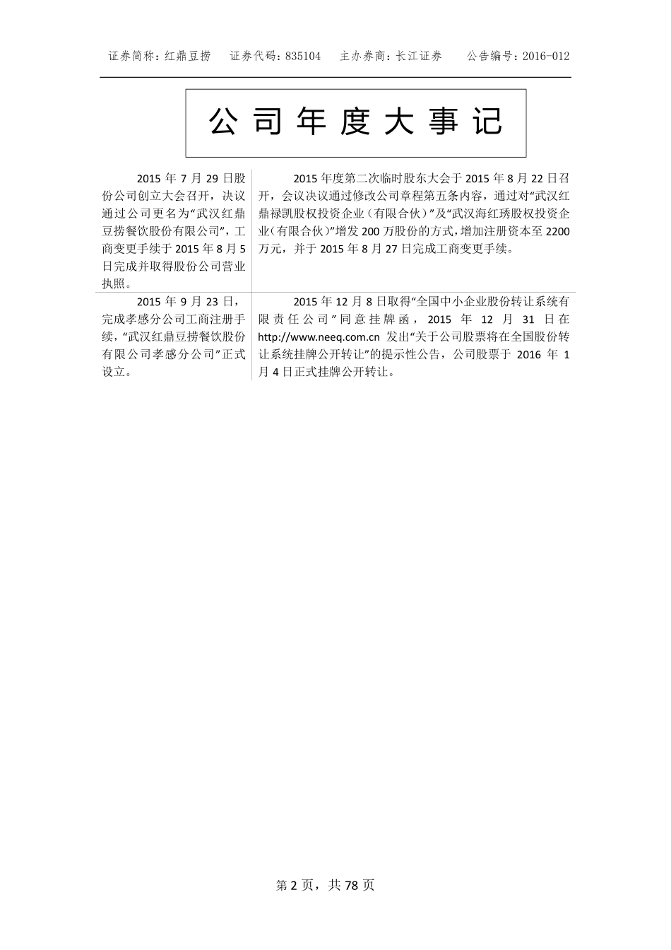 835104_2015_红鼎豆捞_2015年年度报告_2016-03-29.pdf_第2页