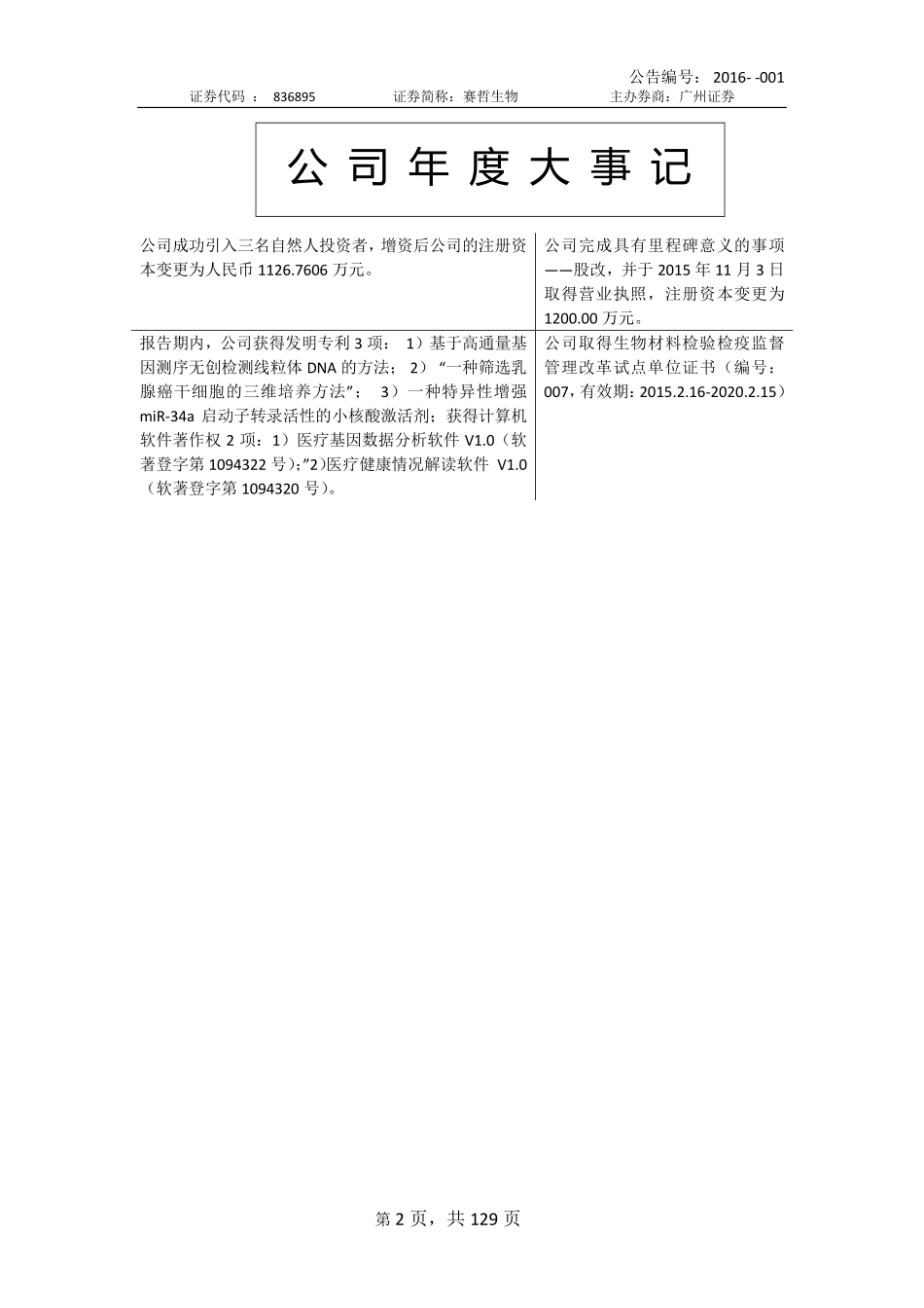 836895_2015_赛哲生物_2015年年度报告_2016-04-27.pdf_第2页