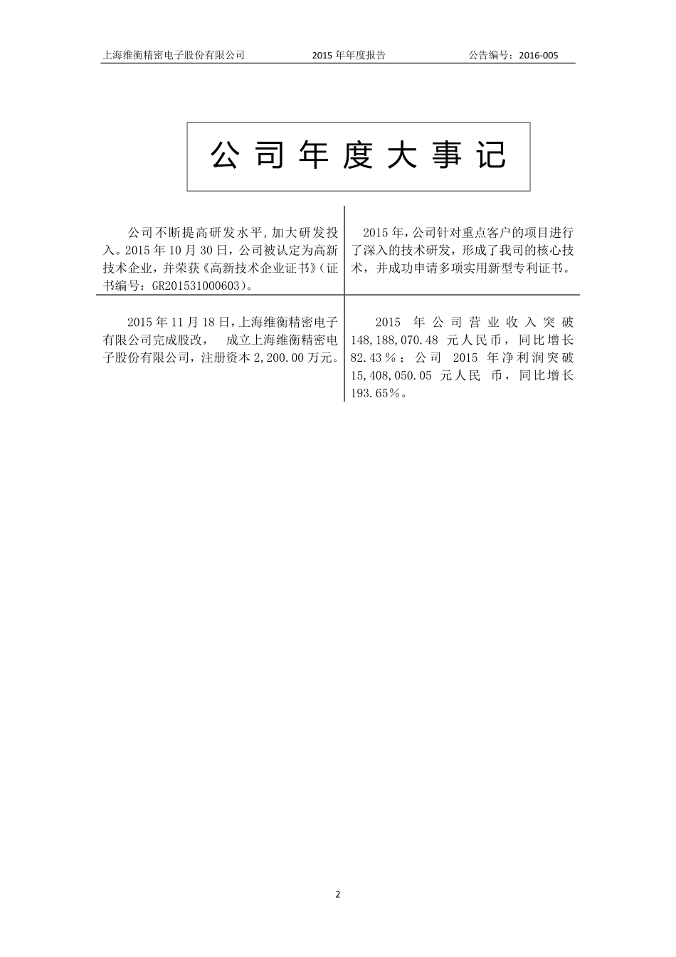 836814_2015_维衡精密_2015年年度报告_2016-04-25.pdf_第2页