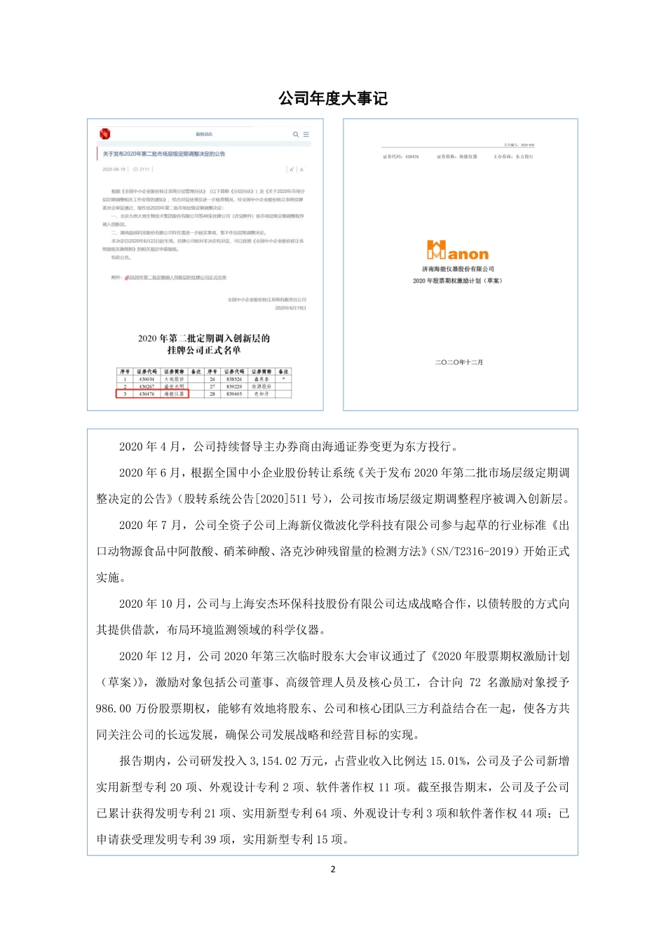 430476_2020_海能技术_2020年年度报告_2022-05-22.pdf_第2页