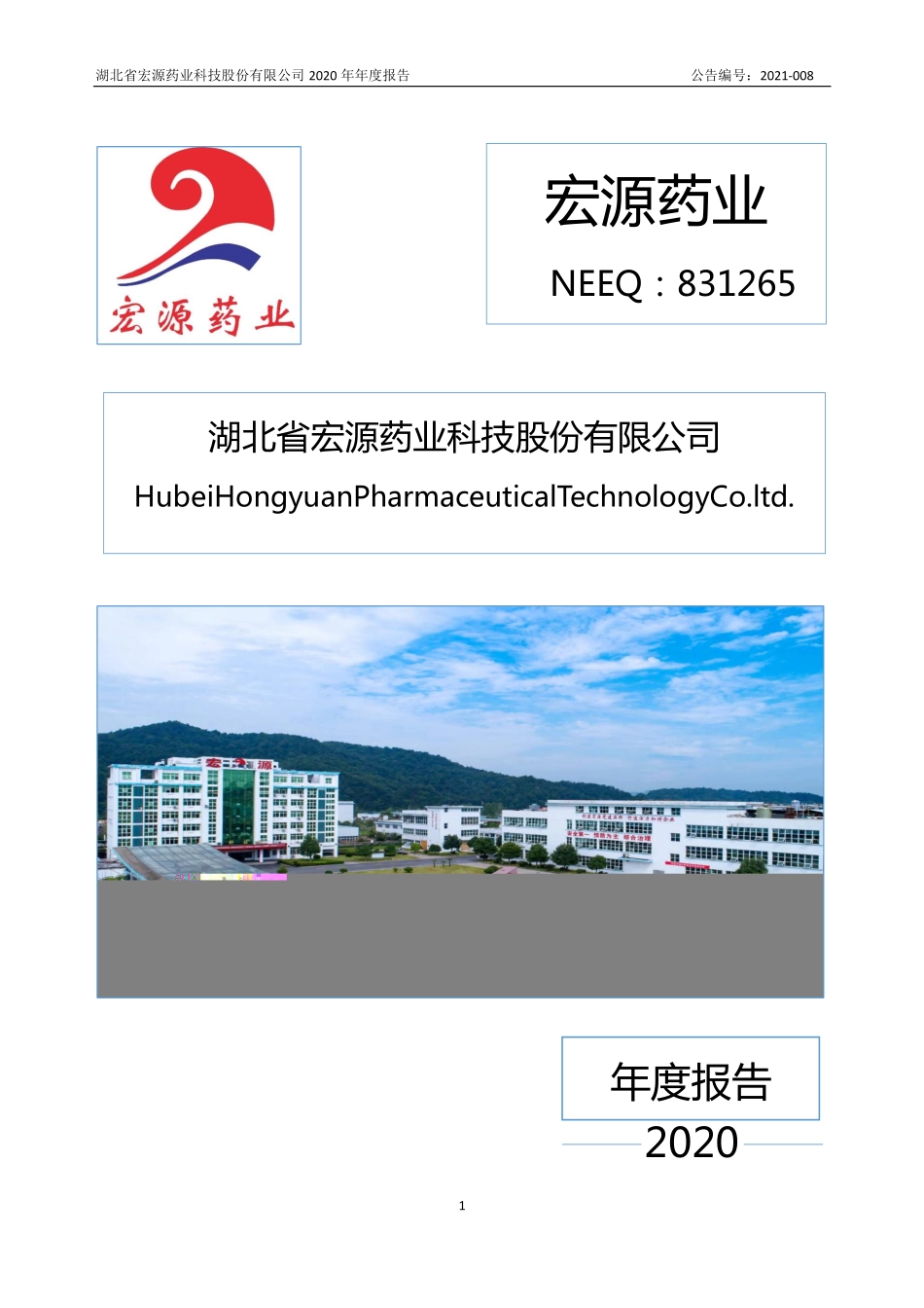 831265_2020_宏源药业_2020年年度报告_2021-02-28.pdf_第1页