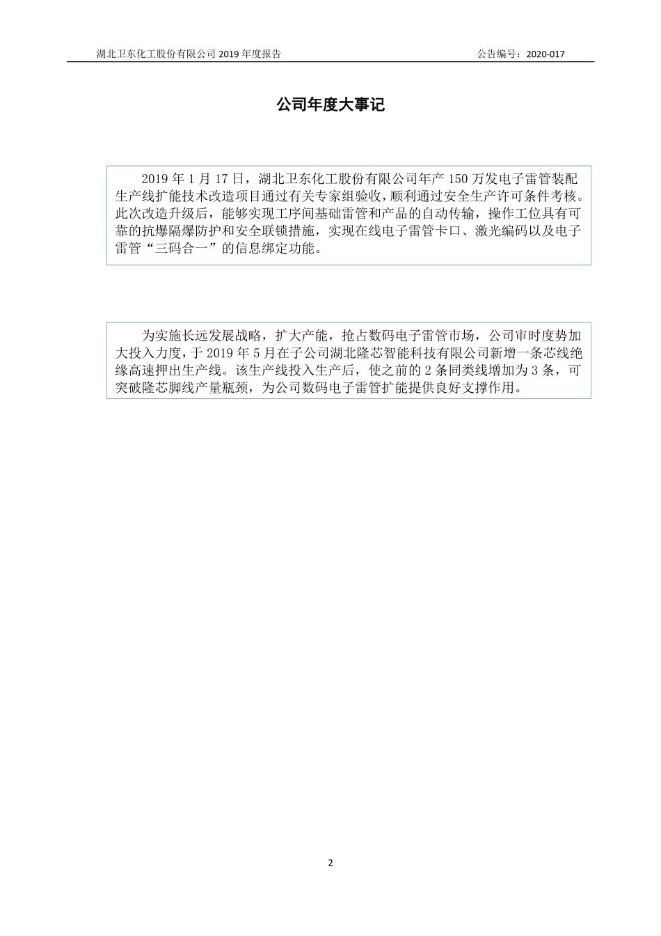 832155_2019_卫东化工_2019年年度报告_2020-05-28.pdf_第2页
