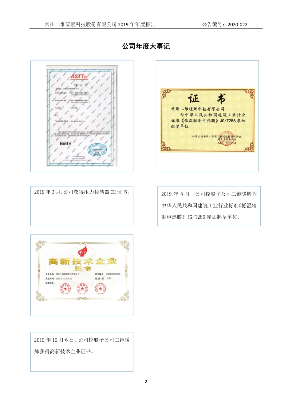 833608_2019_二维碳素_2019年年度报告_2020-04-16.pdf_第2页