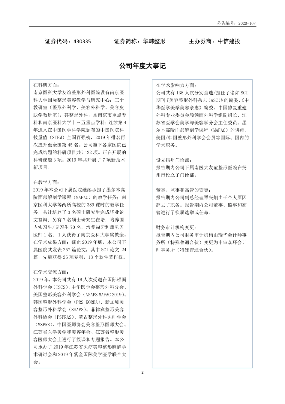 430335_2019_华韩整形_2019年年度报告_2020-11-24.pdf_第2页