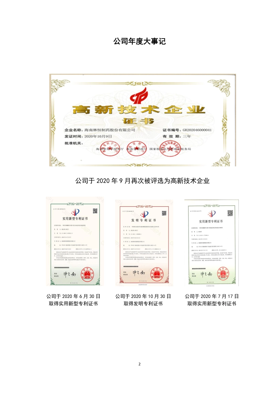 835509_2020_林恒制药_2020年年度报告_2021-04-21.pdf_第2页